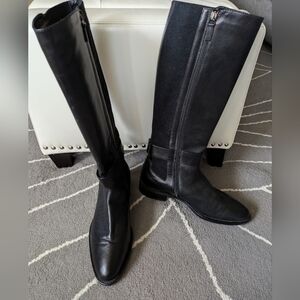 Aquatalia Italian Black Leather Slim Calf Boots